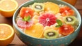 Colorful Oatmeal Bowl With Citrus Fruits - A Delightful Breakfast