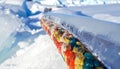 Colorful Object Frozen in Bright Winter Ice Royalty Free Stock Photo