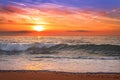 Colorful ocean beach sunrise. Royalty Free Stock Photo