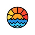 Colorful Ocean Sea Wave Summer Logo Vector Design illustration Emblem Royalty Free Stock Photo