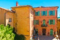 Colorful and ochre houses in the Roussillon village, Provence, France Royalty Free Stock Photo