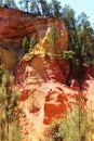 Colorful ochre rocks near Roussillon, France Royalty Free Stock Photo