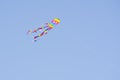 Colorful octopus kite flying in a cloudless blue sky on a summer afternoon Royalty Free Stock Photo