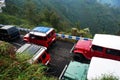 Colorful off-road cars in the Bromo mountains, East Java, Indonesia Royalty Free Stock Photo