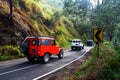 Colorful off-road cars in the Bromo mountains, East Java, Indonesia Royalty Free Stock Photo