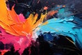 Colorful oil paint on a black background. Abstract art background. A background with strokes of wild paint, sporadically set on a