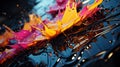 Colorful Oil Paint Drop Exteme Close Up Macro On Black Blurry Background Royalty Free Stock Photo