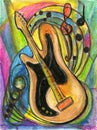Electrict Guitar Expressionist Music Painting