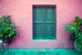 Colorful old architecture details, Cuzco, Peru. Royalty Free Stock Photo