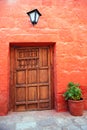 Colorful old architecture details, Cuzco, Peru. Royalty Free Stock Photo