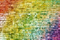 Colorful old brick wall background with rainbow effect Royalty Free Stock Photo