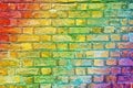 Colorful old brick wall background with rainbow effect Royalty Free Stock Photo