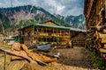 Colorful old buildings of ancient Indian village Malana in the state of Himachal Pradesh Royalty Free Stock Photo