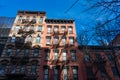 Colorful Old Buildings in Chelsea New York with Fire Escapes Royalty Free Stock Photo