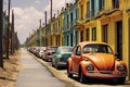 Colorful old cars parked in a row on a street in Havana Cuba Royalty Free Stock Photo