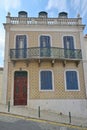 Colorful old facades of house in Lisbon Royalty Free Stock Photo