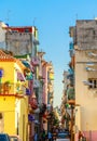 Colorful old houses along the street in old Havana city center