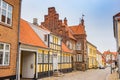 Colorful old houses in the historic center of Viborg Royalty Free Stock Photo