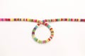 Colorful Old Jewellery Beads Necklace Hand Made Chain White Background Royalty Free Stock Photo