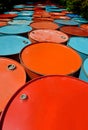 Colorful of old oil tanks. Royalty Free Stock Photo