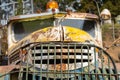 Colorful Old Rusty Vintage Car, Abandoned And Neglected