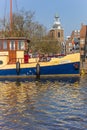 Colorful old ship in the historic canals of Meppel