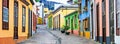 Colorful old streets of Los llanos de Aridane. traditional architecture of Canary islands. La Palma Royalty Free Stock Photo