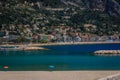 Colorful old town facades above Mediterranean Sea in Menton, South of France Royalty Free Stock Photo