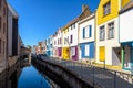 Colorful old townhouses lining the Somme river in Amiens, France Royalty Free Stock Photo