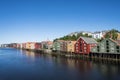 Colorful old warehouses by river Nidelv Trondheim Royalty Free Stock Photo