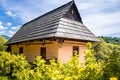 Colorful old wooden houses in Vlkolinec. Unesco heritage. Mountain village with a folk architecture. Vlkolinec, ruzomberok, liptov