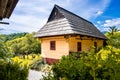 Colorful old wooden houses in Vlkolinec. Unesco heritage. Mountain village with a folk architecture. Vlkolinec, ruzomberok, liptov