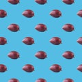 Colorful Olives Fruit Pattern On A Blue Background, Side View