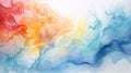 Colorful Ombre watercolor flowing on white watercolor paper background.
