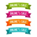 Colorful Online Sale ribbons on white background