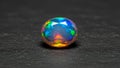 Colorful Opal Gemstone with Bright Reflection on Dark Surface Royalty Free Stock Photo