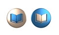 Colorful Open book icon isolated on white background. Circle button. 3D render illustration