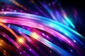 Colorful optic fiber electrical cables wires neon waves lines abstract 3d ai design background pattern glow colored