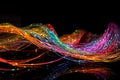 Colorful optical fibers on a dark background. Close-up. Generative AI Royalty Free Stock Photo