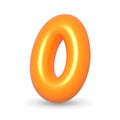 Colorful orange balloon number Zero Nil. 3d realistic design element. For Party