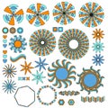 Colorful orange, blue and turquoise ornament collection Royalty Free Stock Photo