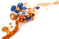 Colorful orange, gold and blue Xmas background Royalty Free Stock Photo