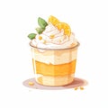 Colorful Orange Layered Dessert With Whipped Cream - Illustration Design