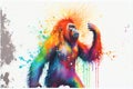 Colorful Orangutan primate painting