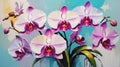 colorful orchid flower close-up pastel oil pallet knife paint painting on canvas Generative A