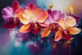 Colorful orchid flowers on grunge background