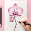 Highly Detailed Orchid Drawing With Colored Pencil