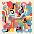 Colorful Organic Doodle Poster With Quirky Shapes And Puzzling Compositions