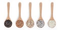 Colorful of Organic Rice in wood spoon