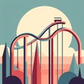 Colorful organic roller coaster retro landscape illustration Generative AI Royalty Free Stock Photo